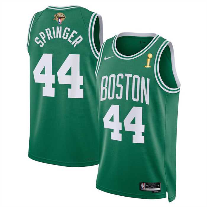 Mens Boston Celtics #44 Jaden Springer Kelly Green 2024 Finals Champions Icon Edition Stitched Basketball Jersey Dzhi